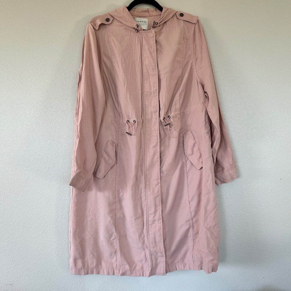 Torrid Pink Hooded Anorak Utility Jacket‎ Drawstring Waist Women's Plus Size 1X